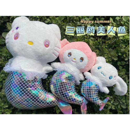 sanrio mermaid hello kitty plush toy melody cartoon doll cinnamoroll babycinnamoroll ragdoll gift for girlfriend