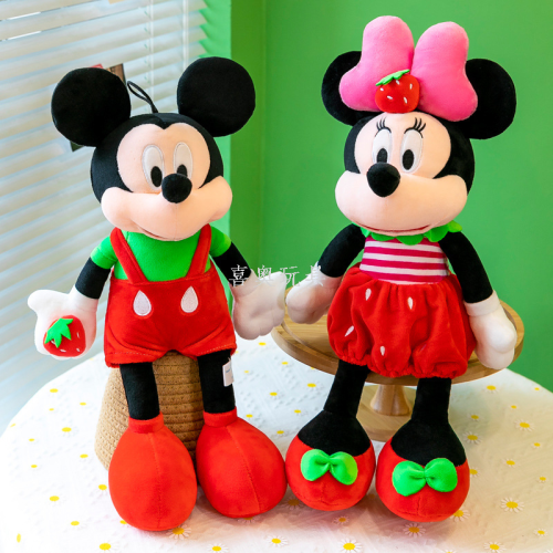 new popular strawberry mickey minnie doll mickey mouse pillow children‘s plush toys big doll wedding doll