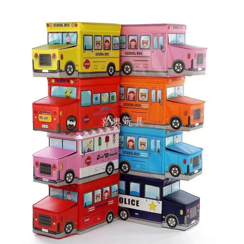 factory direct sales multifunctional children‘s toy storage stool cartoon car head storage box folding storage household supplies