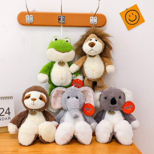 jungle series simulation plush toys children‘s gift lion elephant sloth frog koala doll wedding