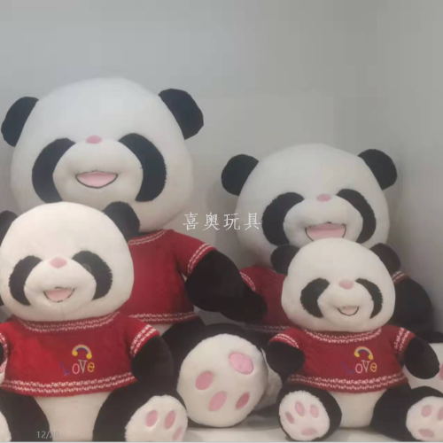 sweater smiley panda doll rainbow sweater giant panda plush toy doll tourist souvenir children gift