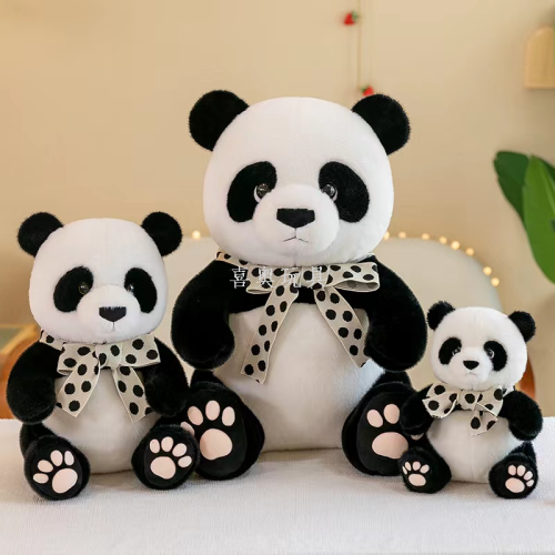 cute bow tie national treasure giant panda cartoon bear giant panda ragdoll girlfriends‘ gift boys and girls sping comfort bear