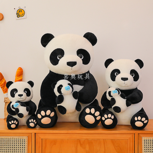 genuine mother and child panda doll flower plush toy simution puppet tourist souvenir children‘s day gift wholesale