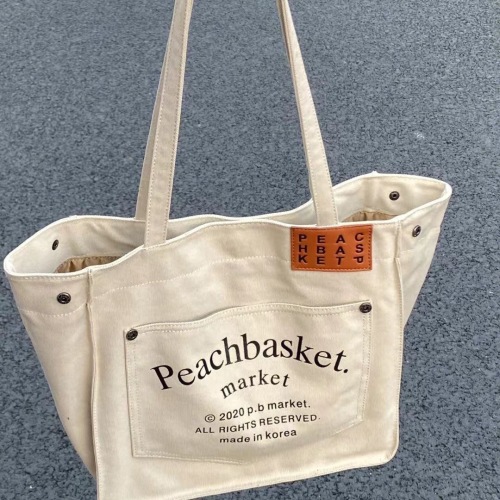 大容量包女新韩版小众印花托特包百搭帆布大学生上课单肩包