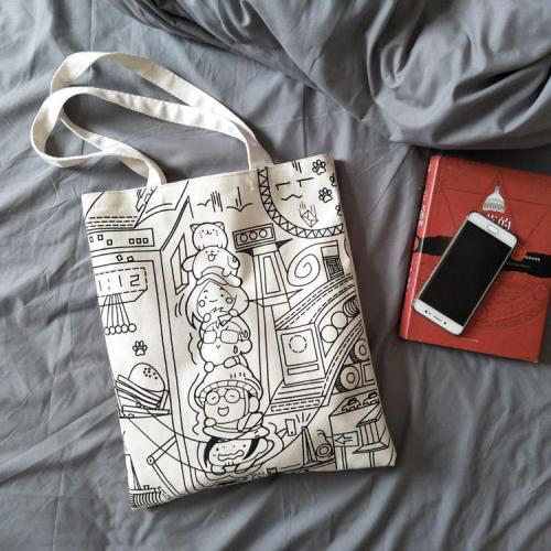 INS学生漫画女包包帆布袋韩国日系女单肩帆布包时尚书包