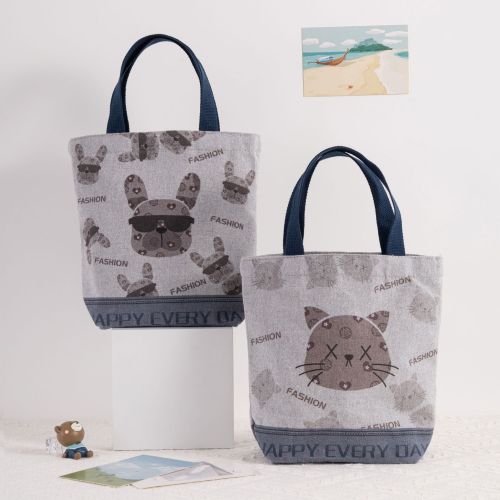 慵懒风卡通原创购物手提帆布包手拎轻奢猫狗日常上班通勤布包