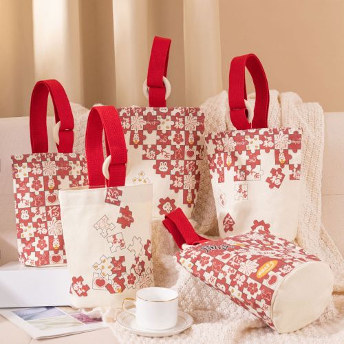 新款原创可爱便携水桶手拎袋生日伴手礼mini拼格简约妈咪帆布包