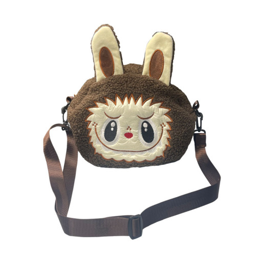 labubu款斜挎包毛绒卡通包女背包ins风森系