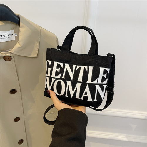 泰国双面字母印花迷你菜篮子帆布包包新款单肩包