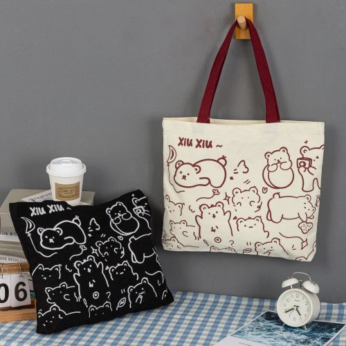 新款学生手提帆布袋大容量托特包单肩手拎帆布包ins韩版布袋