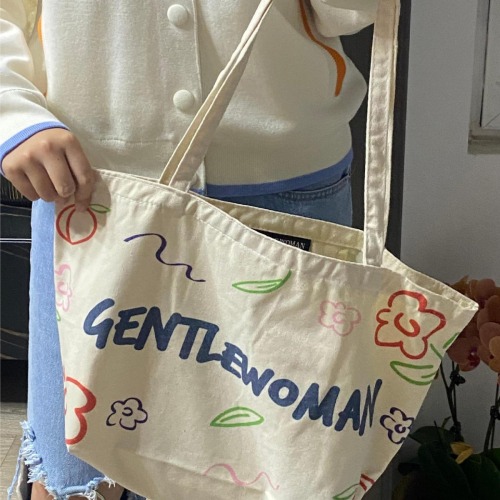 新款印花帆布大容量托特包单肩字母购物袋手提袋