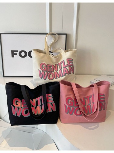 泰国大字母印花帆布包新款质感休闲手提单肩包