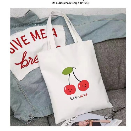 水果帆布包包女新款单肩韩版百搭ins大学生上课装书日系大容量手