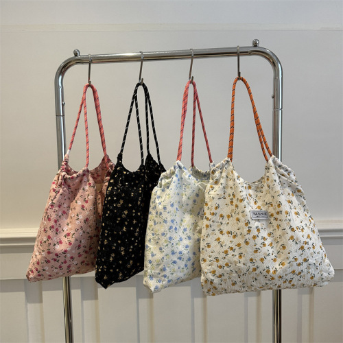 韩版碎花帆布包新款女学生大容量单肩包手提托特包休闲购物袋