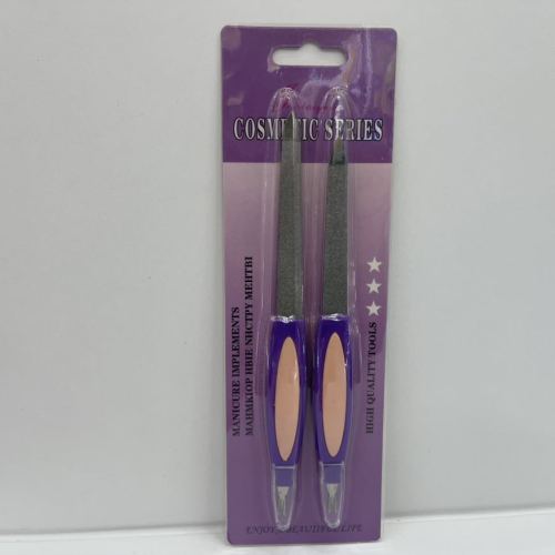 2pc exfoliating dual-use frosted manicure file plastic handle dead skin fork multifunctional stainless steel nail file
