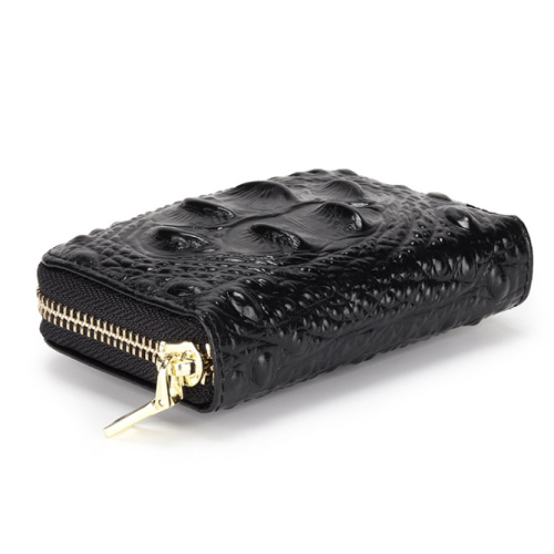 first layer cowhide expanding card holder crocodile pattern ladies card holder men‘s card holder multifunctional zipper small wallet business card