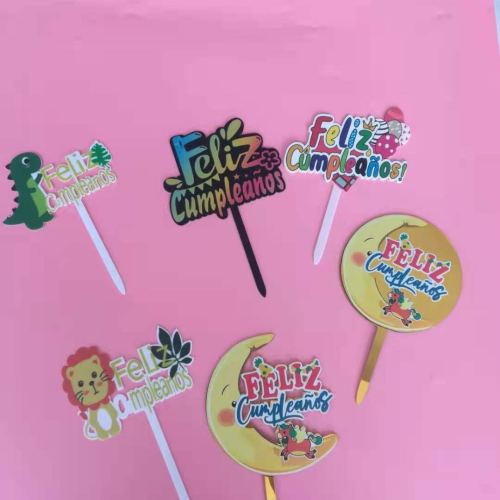 regular printed birthday cake plug-in party gathering event decoration supplies adult and children birthday cake gift