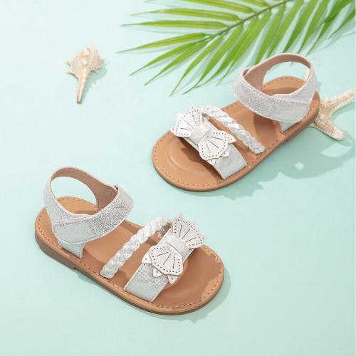 2024 summer new fashion casual girls‘ sandals princess shoes children fashionable butterfly students‘ beach sandals