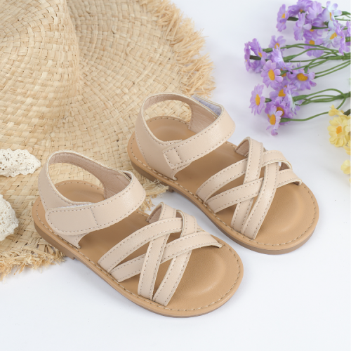 cross-border 2024 summer new baby girls‘ vintage woven sandals baby girls‘ western style closed toe soft bottom beach shoes