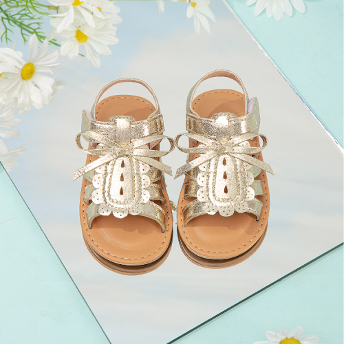 2024 summer solid color sandals front lace-up korean sweet girl‘s sandals velcro non-slip roman shoes