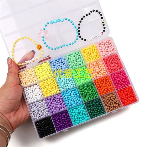 amazon 24 grid boxed handmade diy friendship bracelet 4mm solid color acrylic round beads decorative pendant beaded h