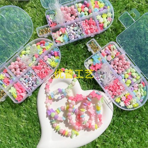 children‘s handmade bead eduional toys girl acrylic stered beads bracelet nece diy ornament accessories