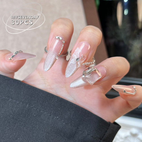 ins穿戴甲甲片猫眼蝴蝶高级感秋冬爆款美甲穿戴式辣妹纯欲指甲片