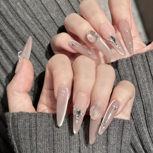 抖音爆款穿戴甲高级感春夏闪钻蝴蝶手工美甲甲片辣妹穿戴式指甲片