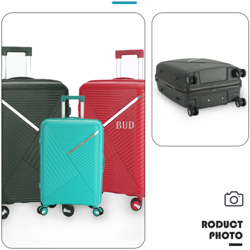 pp luggage suitcase trolley case export case semi-finished products foreign trade pp three-piece set tsa lock silent wheel