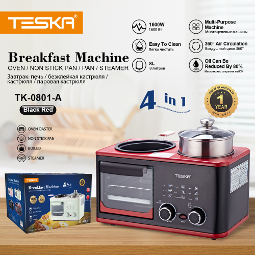 multi-functional four-in-one breakfast machine rge capacity for cooking， baking and frying