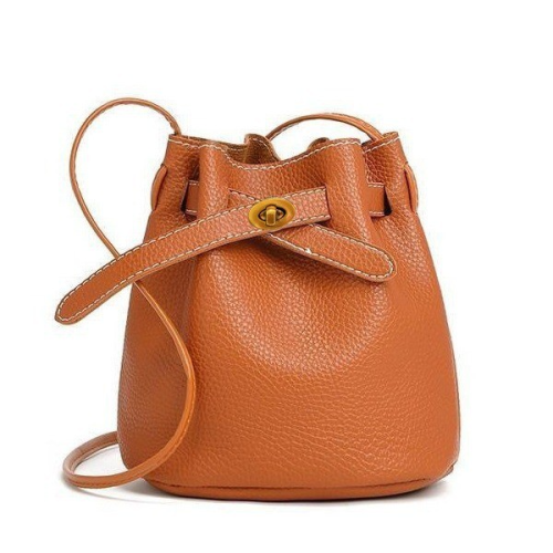 direct sales new style with lock pouch korean casual solid color shoulder crossbody light luxury and simplicity bucket bag manufacturer