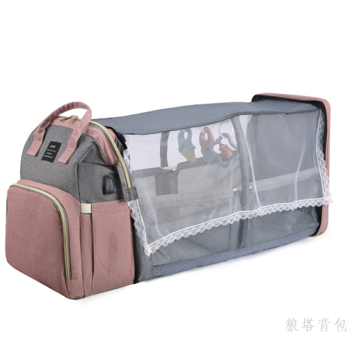 japanese and korean cross-border new arrival mummy bag backpack crib backpack large capacity out milk insulated bag baby diaper bag factory