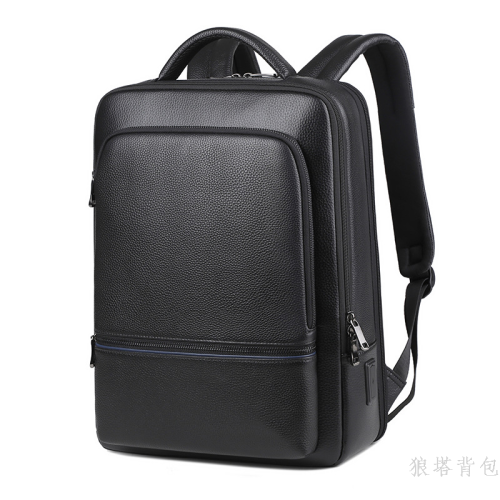 new premium leather backpack men‘s business waterproof laptop backpack cowhide business trip travel bag