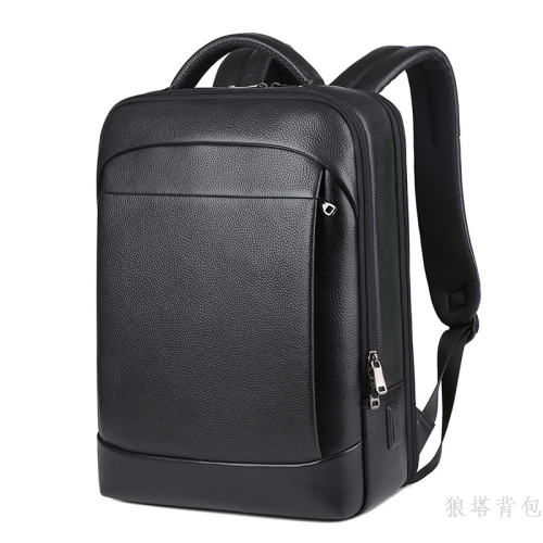 high-grade men‘s leather backpack business multifunction backpack business trip cowhide computer backpack bag fashion