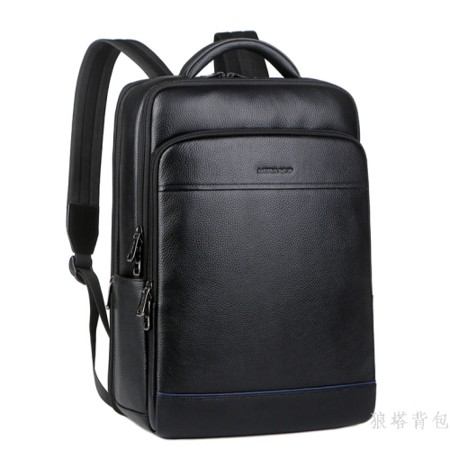 men‘s business large capacity first layer leather backpackage outdoor travel simple high quality men‘s real-leather bag computer bag