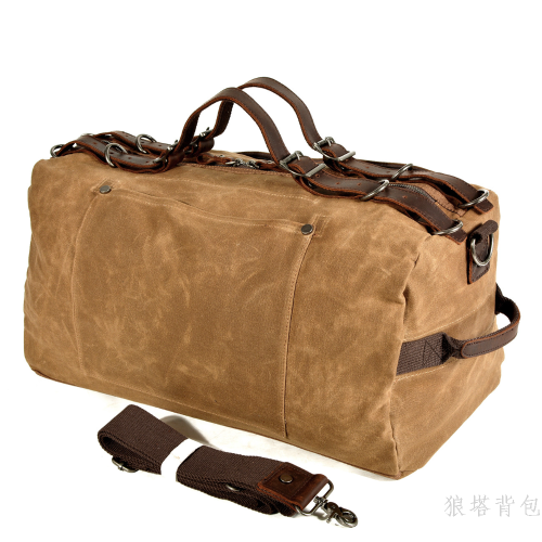american style military style distressed thick oil wax canvas shoulder handbag solid craft outdoor gymnastic valise