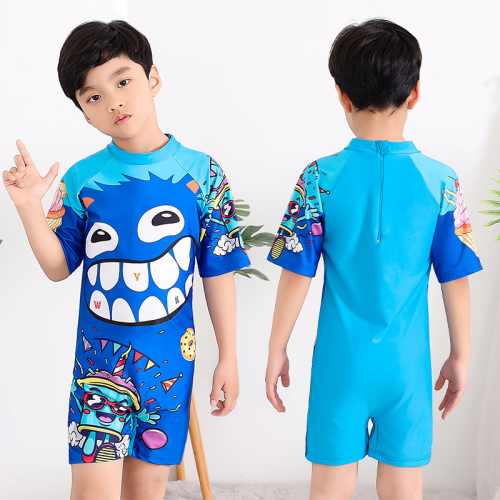 new children‘s monster printed swimsuit boys‘ one-piece sun protection baby boy surfing swimsuit hot spring swimsuit