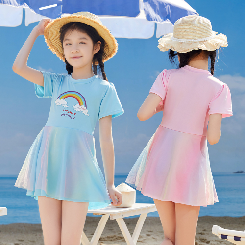 korean style new children‘s swimsuit girls‘ toddler and children lace skirt strap baby split swimsuit swimsuit wholesale