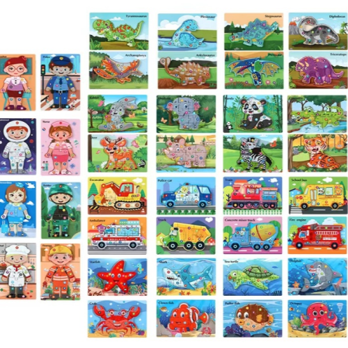 Children's intelligence-enhancing 3D jigsaw puzzle animal traffic cognitive logic thinking puzzle board game toy