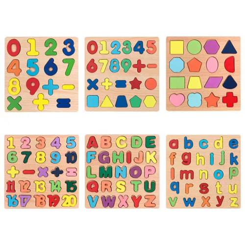 Children's wooden number and letter matching board game; English alphabet number recognition hand-grasping board; early educational toy