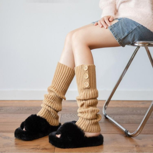 Button-Closure Adjustable  Stretchy Knit Cuff Socks