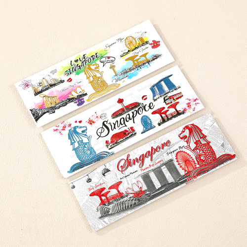 跨境新加坡地标彩印装饰贴创意设计感城市马口铁冰箱贴旅游纪念品