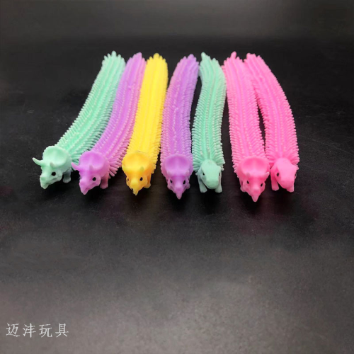 cross-border dinosaur caterpillar bracelet drawstring decompression squeezing toy decompression tpr soft rubber toy lala noodles