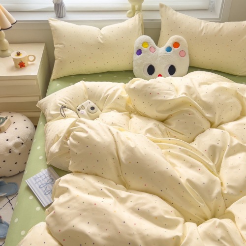 class a maternal and child grade ins fresh pure cotton brushed four-piece skin-friendly bed sheet washed cotton duvet cover dormitory three-piece set