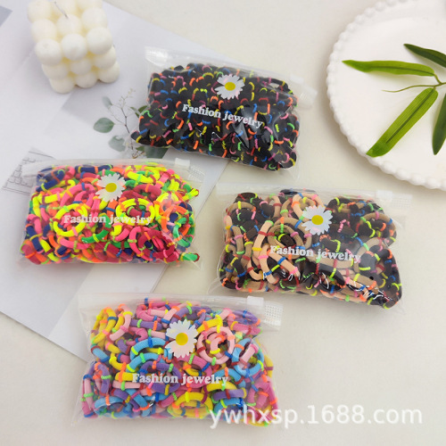 新款儿童高弹力发圈竹节宝宝发绳不伤头发无缝毛巾圈可爱发饰袋装