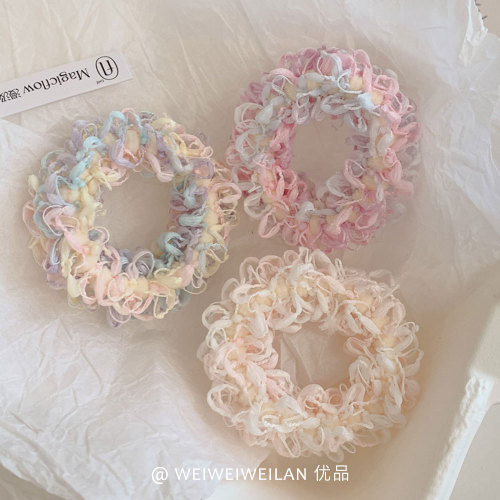 春夏超仙花边毛巾圈~奶油色少女扎头发绳甜美大肠圈马尾皮筋发饰