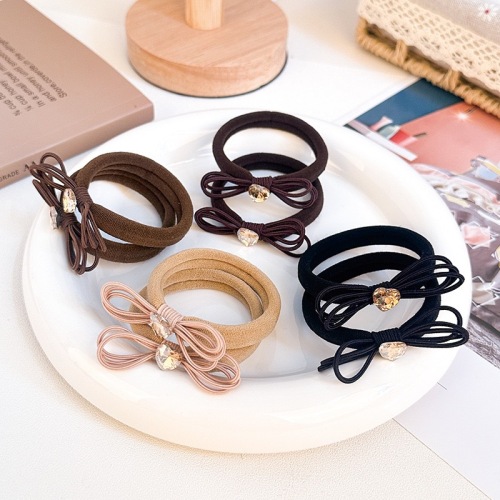 韩版高弹力爱心钻尼龙经典皮筋头饰毛巾圈时尚通勤