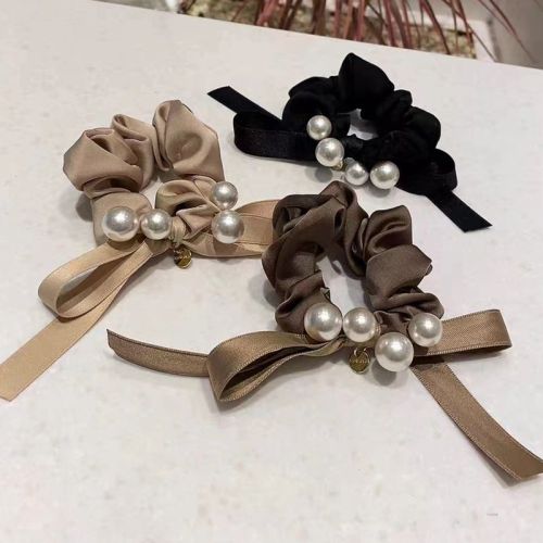 2025年新款小香风蝴蝶结珍珠头绳韩国高级感发圈皮筋女头饰发绳女