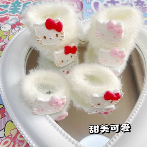 可爱猫咪毛巾圈卡通发圈甜美软妹发绳少女风扎头发绳马尾皮筋头饰