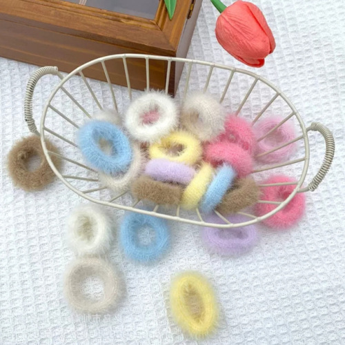 毛绒发圈糖果色头绳秋冬款高弹力扎马尾发绳学生日用毛巾圈发饰